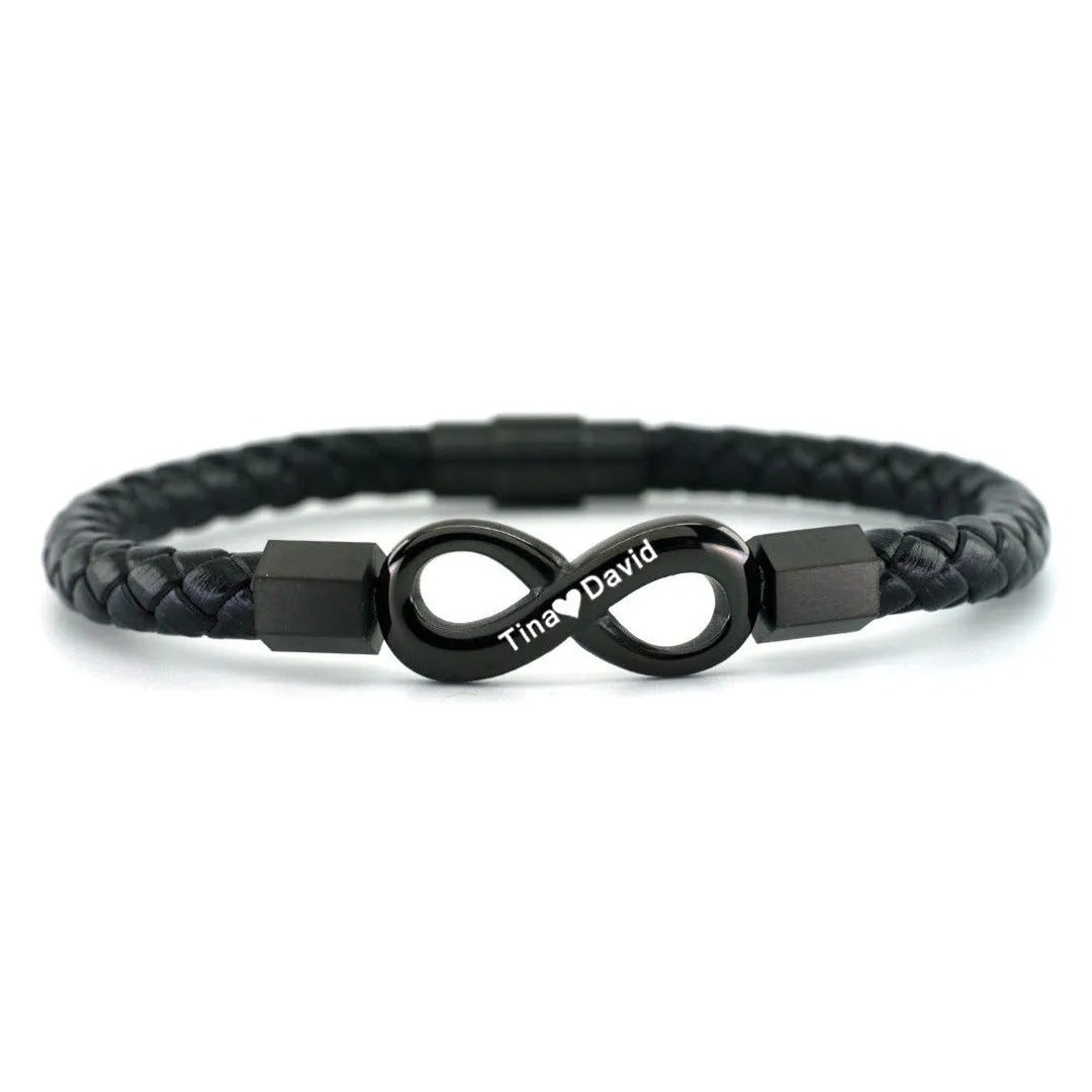 Personalised Leather Bracelet For My Man, Engraved Walnut Box