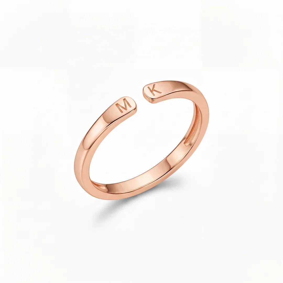 Bague deux initiales or rose