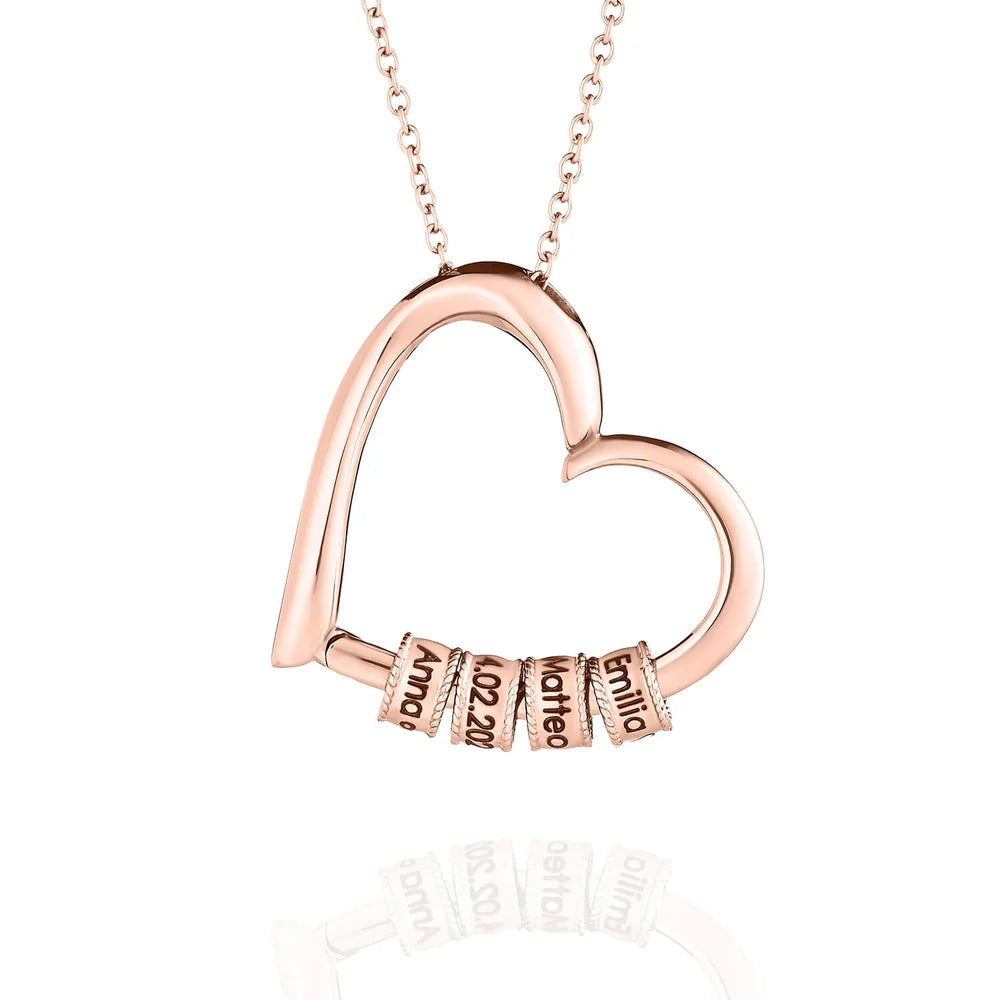 Collier Cœur avec Anneaux Gravés