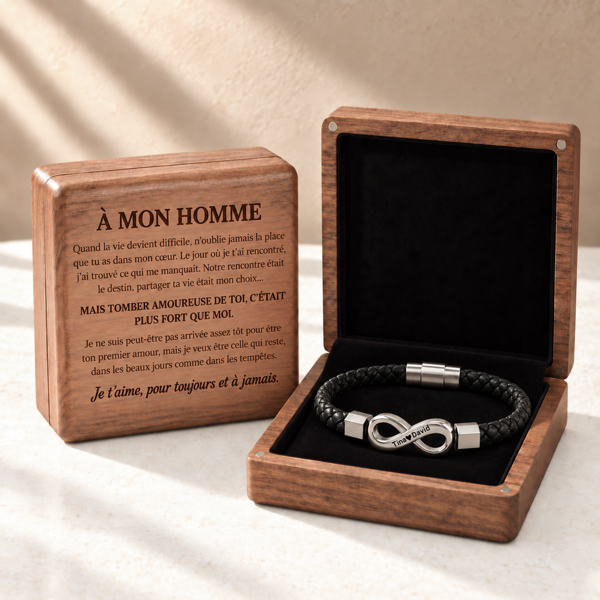 Bracelet cuir personnalisé argent