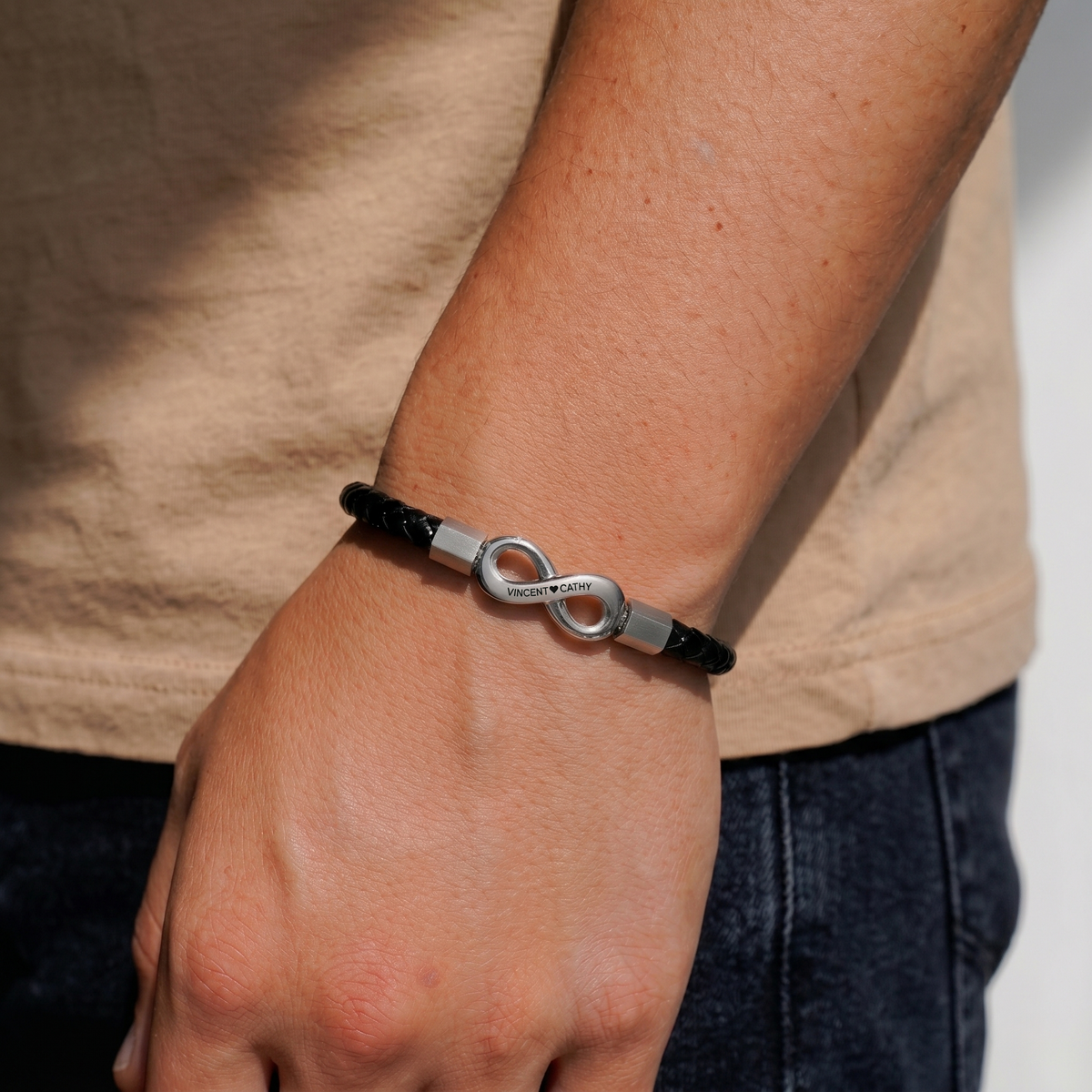 Personalised Leather Bracelet For My Man, Engraved Walnut Box