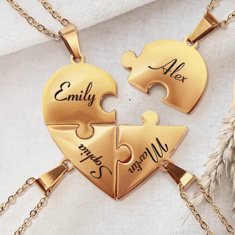 Collier puzzle famille personnalisé