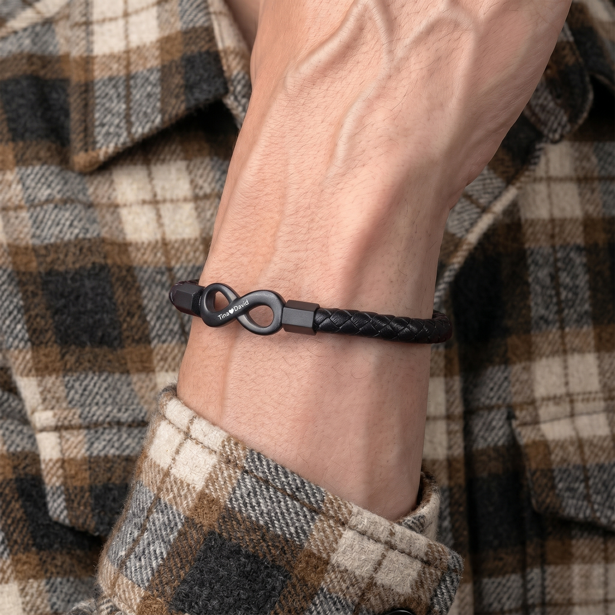 Personalised Leather Bracelet For My Man, Engraved Walnut Box