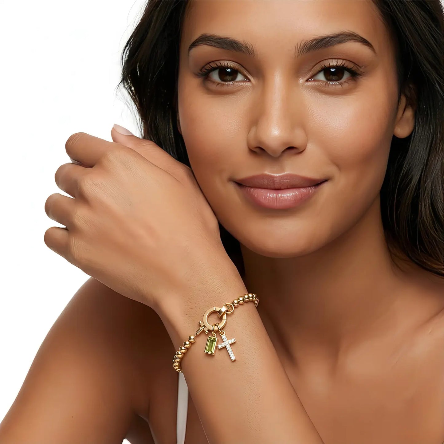 My Personalized Cross Bracelet with Birthstone