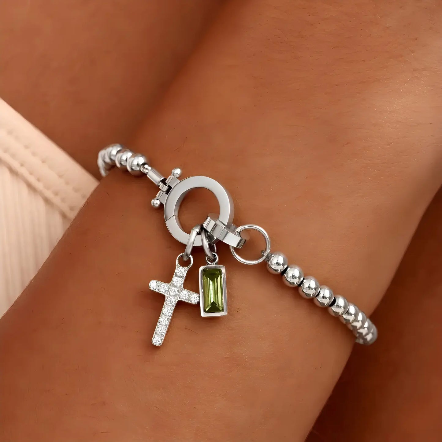 My Personalized Cross Bracelet with Birthstone