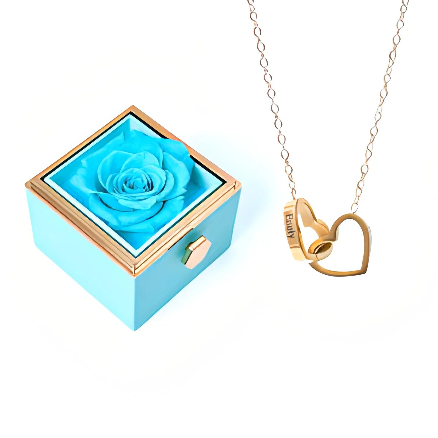 Coffret Rose Éternelle & Collier Personnalisé