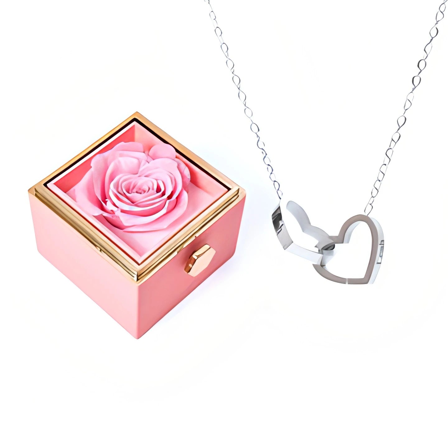 Coffret Rose Éternelle & Collier Personnalisé