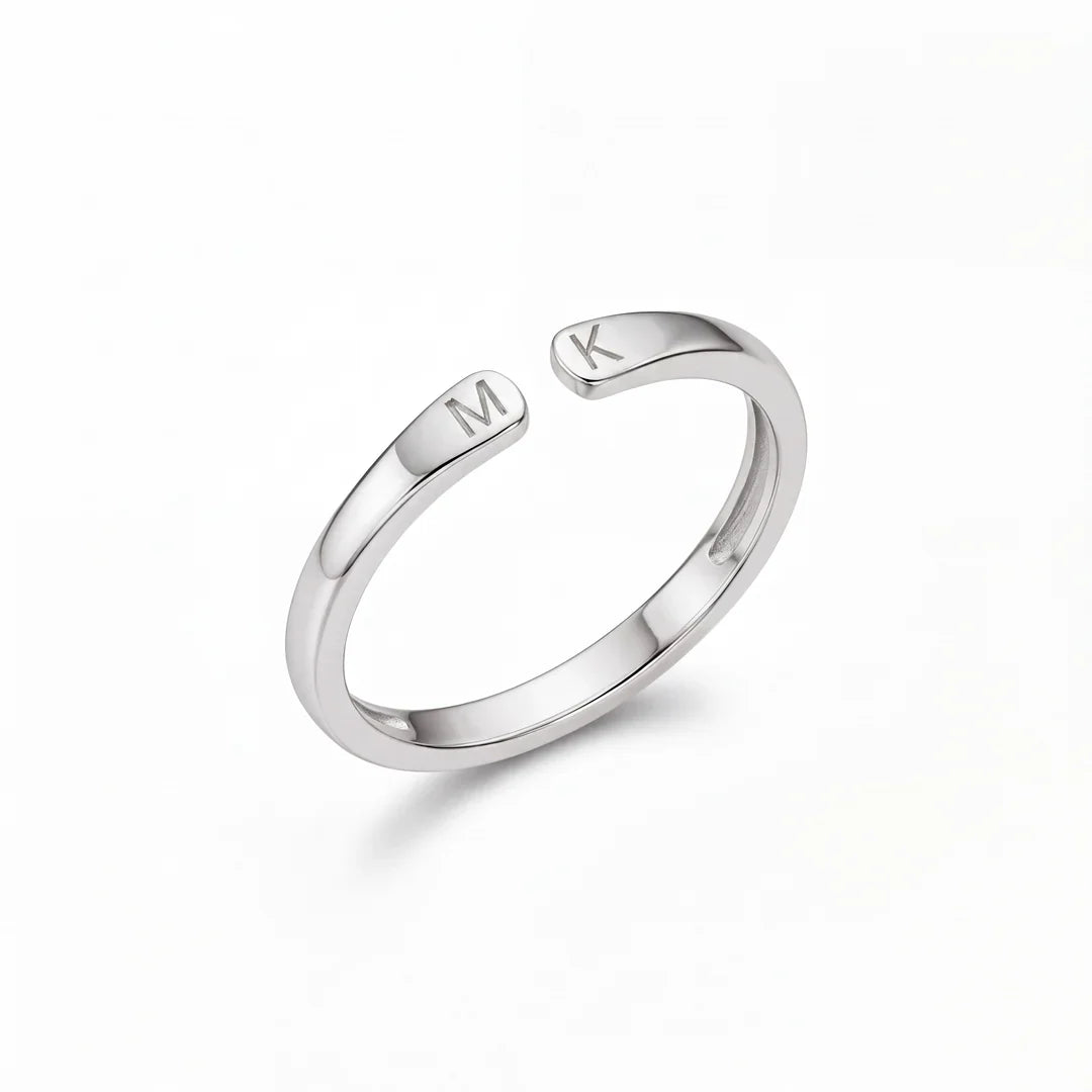 Bague deux initiales argent