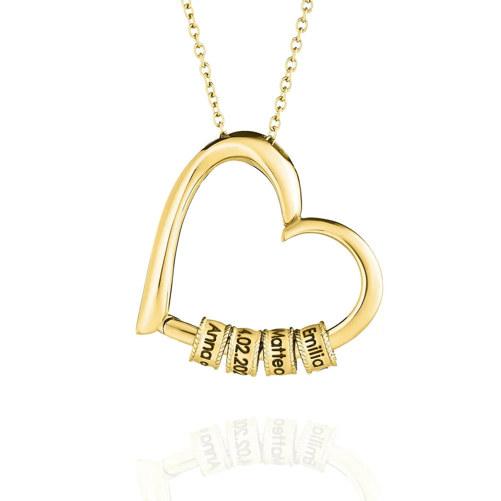Collier Cœur avec Anneaux Gravés