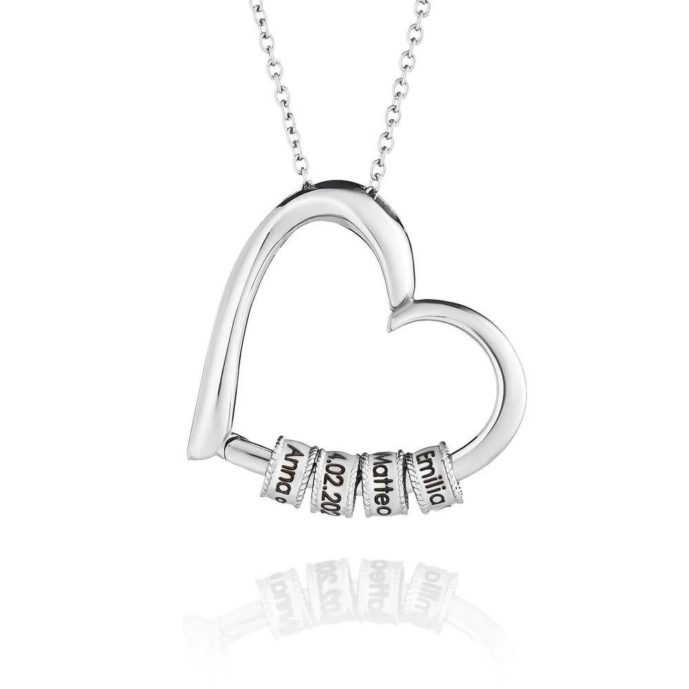 Collier Cœur avec Anneaux Gravés